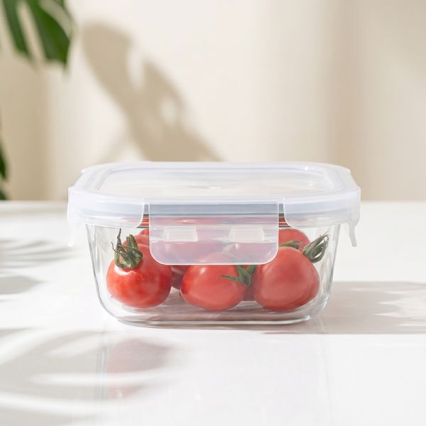 IKOO Oven Safe Dishwasher Safe Freezer Safe Glass Food Container with 4 Lock PP Lid for Airtight Food Storage