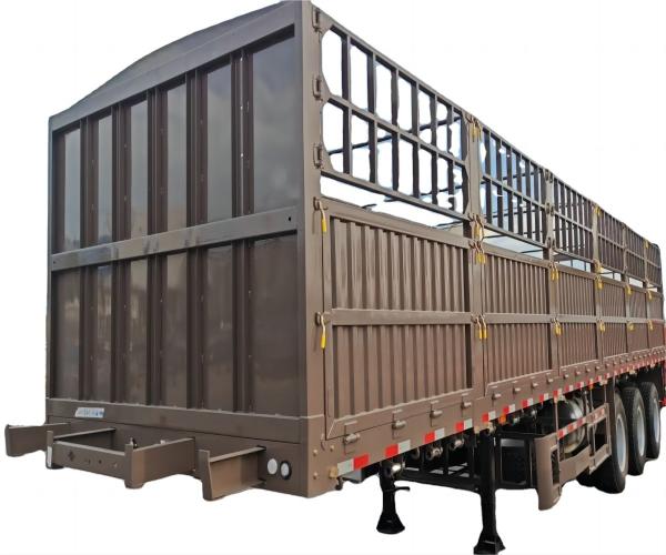 CIMC iron material 3 axles 40-80 Tons Capacity Stake Type Heavy cargo van type High Fence Warehouse Semi truck trailer