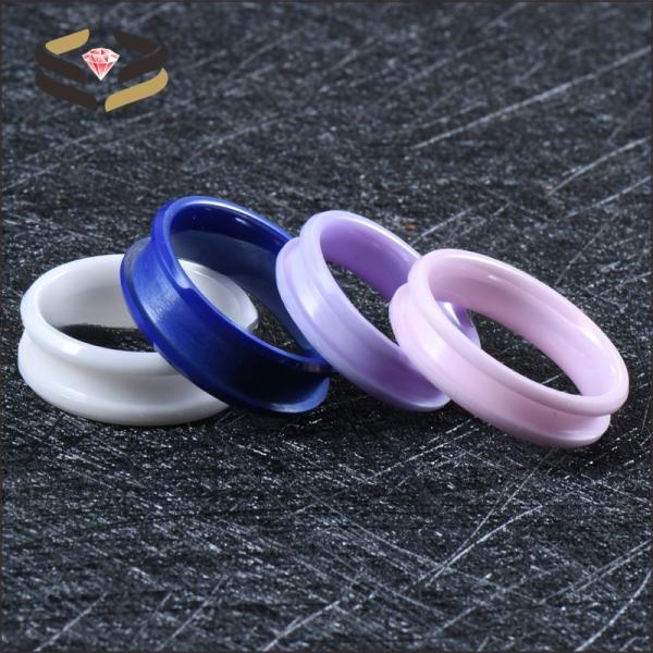 Men'S Blue Wedding Ceramic Rings 6mm 8mm Diamond Shape