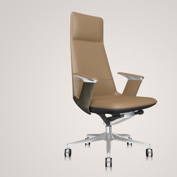 Cadeira de escritório ergonômica de couro moderno em branco confortável e não deformável