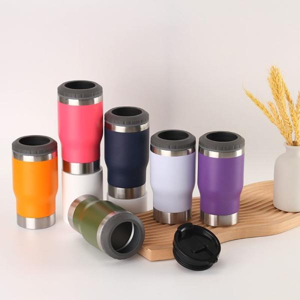 Customized Insulated Skinny Double Walled Stainless Steel Cup Holder Metal Beer Can Holder For Slim Beer Eco Friendly Stylish And Elegant