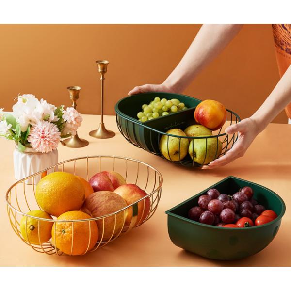 Double Partition Electroplating Steel Fruit Basket Fall Resistant