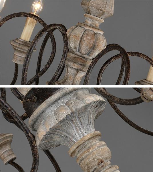Mango wood chandelier Classic wooden and iron chandelier (WH-CI-31)