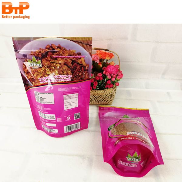Resealable  Aluminum Foil  Zip Lock Plastic Bags Stand up Zipper Pouch Bottom Bags Doypack for Oat,snack Packaging