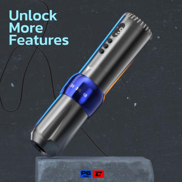 P6 Pro CNC Tattoo Machine Wireless Rotary Tattoo Pen Stroke Adjustable 2 Batteries