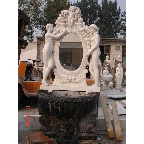 Modern Woman And Cherubs Carrara Stone Carved Statues