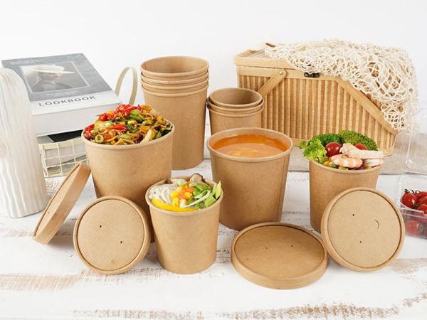 Bacia de papel imprimindo feita sob encomenda descartável da salada com a tampa para afastado