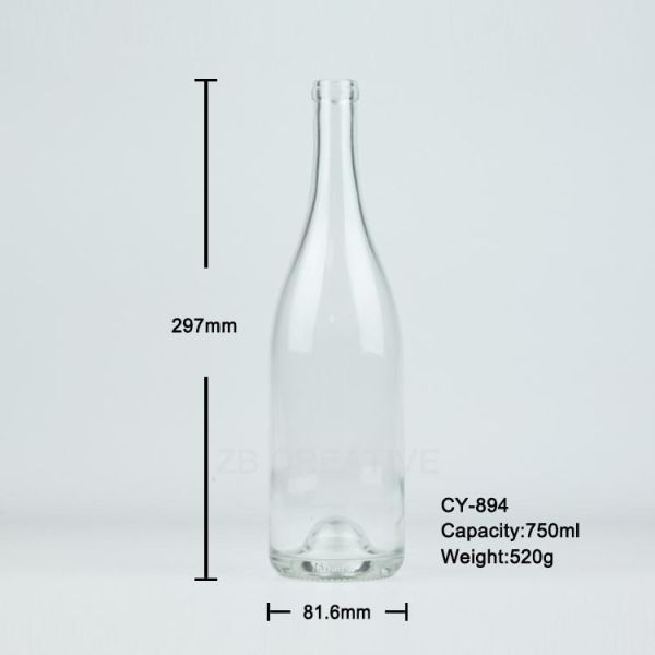 Flint 750ml Liquor Bottles Wholesale Cork Top For Brandy 520g CY-894