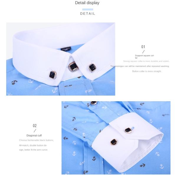 Men's Slim Plaid Printed Long-Sleeved Shirt 100% Polyester Fabric Type and Zipper Closure