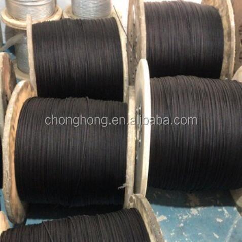 Carbon Steel Rope 3/16 7x7/7x19 Black Powder Steel Wire Rope Galvanized Black Aircraft Cable with High Tensile Strength