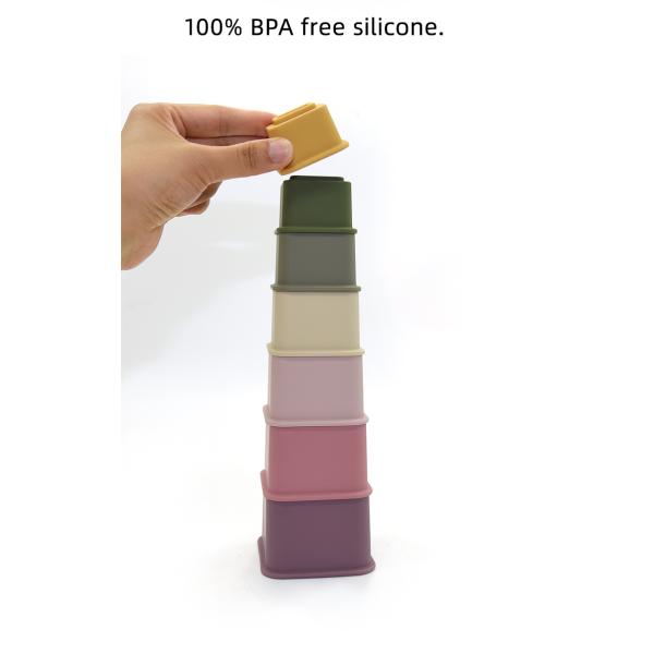 Stacking Teethers FDA Silicone Baby Educational Toy For Sensory Exploration