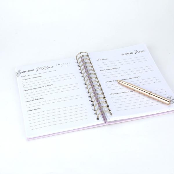Flower Printing Gold Foil Hardcover Spiral Planner For Monthly Weekly Daily Journal