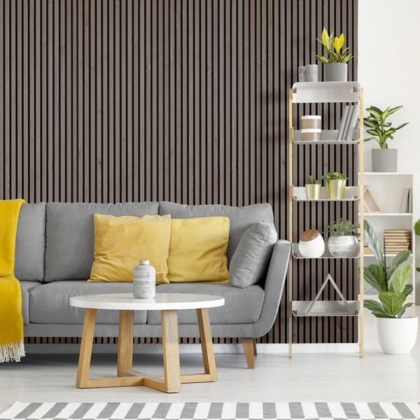 Flavorless Nontoxic Wood Veneer Wall Panels , Practical Wood Slat Panels Interior