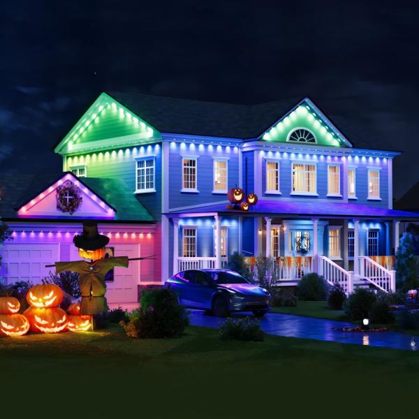 Яркий 48W RGBIC CCT Smart Eave наружные фонари водонепроницаемый для свадьбы Рож