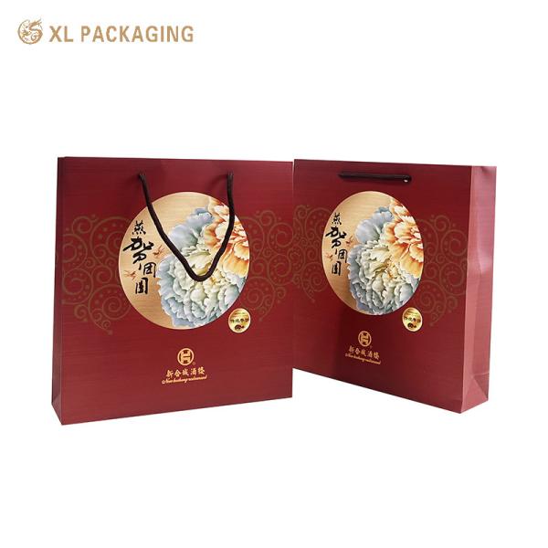 XL Packaging Eco Friendly Color Single Bottle Cardboard High Grade Packing Custom Logo Recycled Gift Wine Carrier Tote Bag
