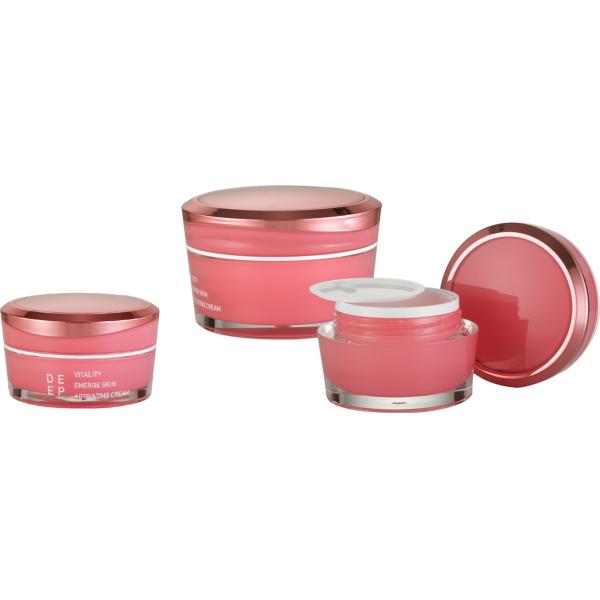 JL-JR803 Wholesale Acrylic PMMA Cream Jar Packaging Double Wall 15g 30g 50g