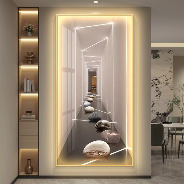 High End Led Wall Decorative Glass Wall Art Animal Artwork Crystal Porcelain Painting