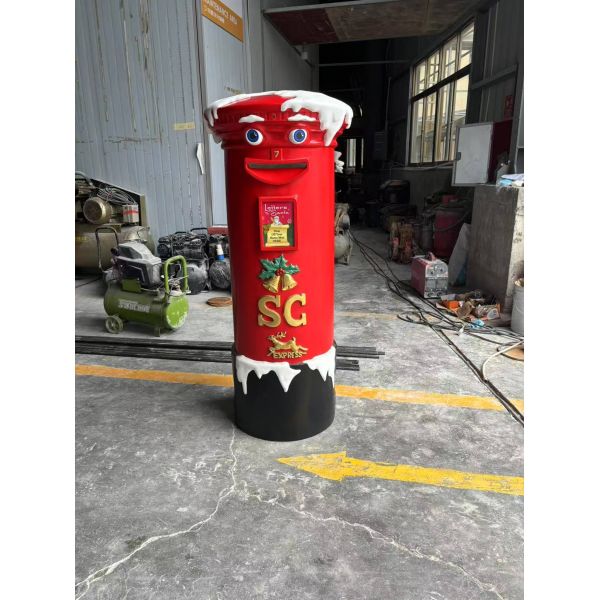 Stainless steel inner liner of the Christmas postboxFRP (Fiberglass Reinforced Plastic) with golden patternsFestival celebration decorationStore visual merchandising ambiance