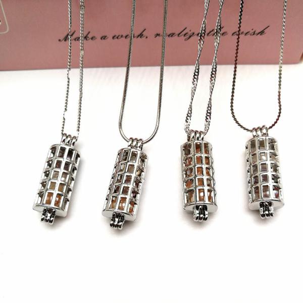 DIY Fashion Natural Freshwater Pearl Bead Cage Pendant Necklace for Girls and women