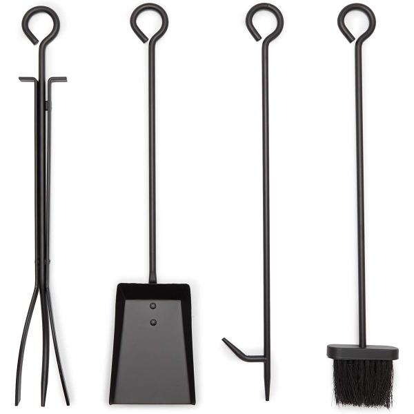 Firewood Rack with 4 Fireplace Tools Fireplace Log Holder for Indoor and Outdoor Use Iron Log Holder Storage Set Black