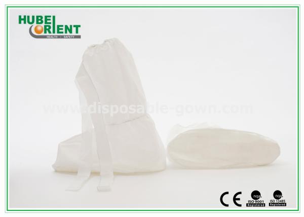 Nonskid Microporous Disposable Shoe Covers Booties / White Disposable Foot Gloves