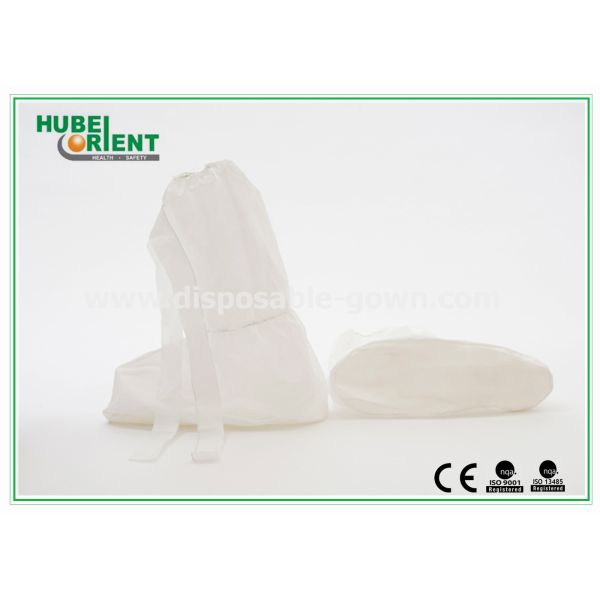 Nonskid Microporous Disposable Shoe Covers Booties / White Disposable Foot Gloves