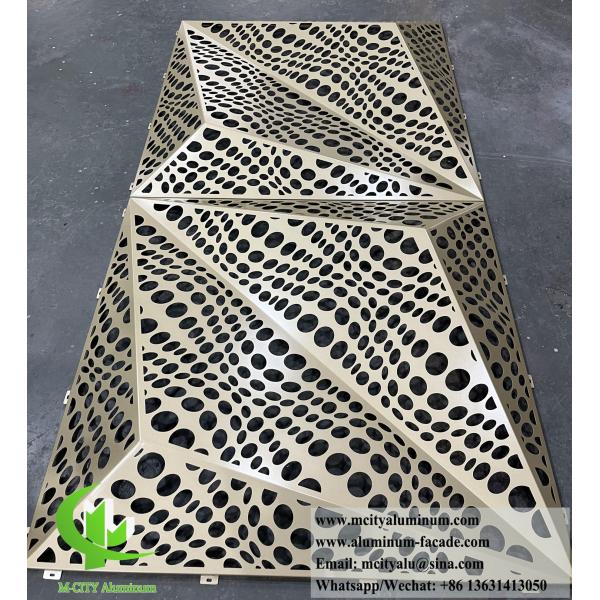 Écran métallique découpé au laser Panneau d'aluminium revêtement PVDF Forme 3D Pour la décoration de façade de bâtiment