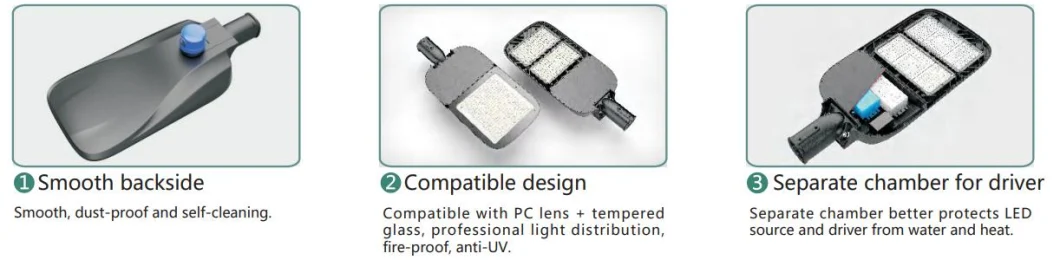 LED Street Light 10V Dim Die-Casting Aluminum Waterproof Weatherproof Smart Control Photocell Highways Parks Square