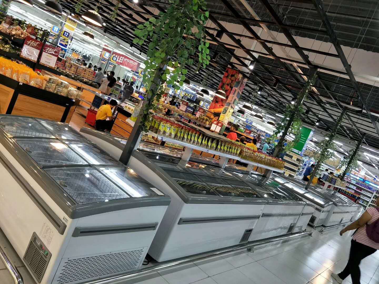 OEM Сдвижная стеклянная дверь Дисплейная остров грудь морозильника 850L статическое охлаждение