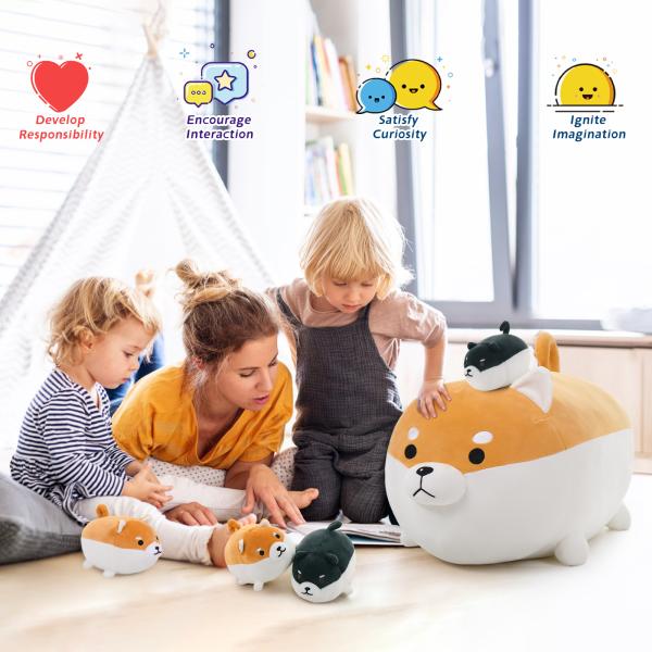 MorisMos 18\ Unisex Shiba Inu Corgi Plush Dog Toy Soft Cute Kids Stuffed Animal Pillow for Birthday Christmas or Anytime