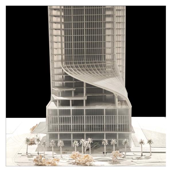 Modern N Scale Skyscraper Curved Facade 1:100 Architecture Model