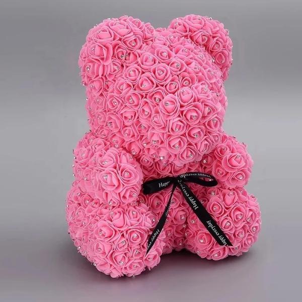 New Arrival Diamond Rose Bear Foam Rose Decorated Diamond Teddy Rose Bear