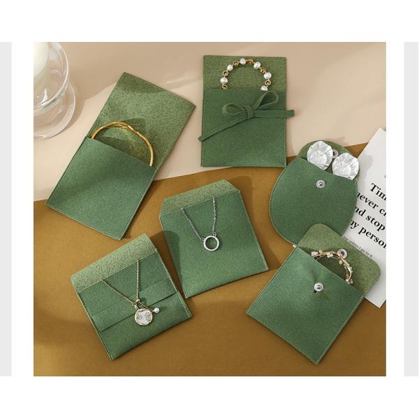 Luxury bag Customized LOGO Green Flannel Anti-Oxidation Jewelry Bag Thickened Microfiber Jewelry Bag Ring Storage Bag