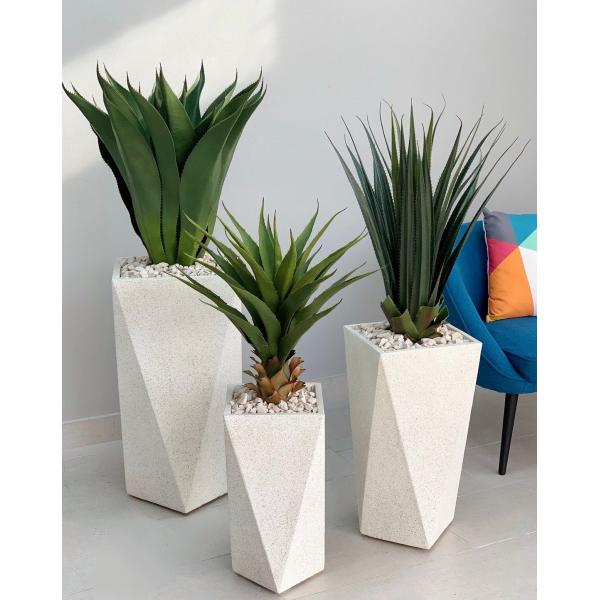 Potes redondos de plantación de fibra de vidrio hechos a mano para la decoración del jardín al aire libre