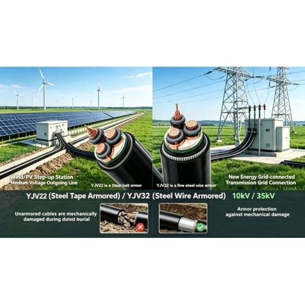 YJV32 Power Cable 0.6/1kV 3 Core Steel Tape Armored Underground Electrical Cable