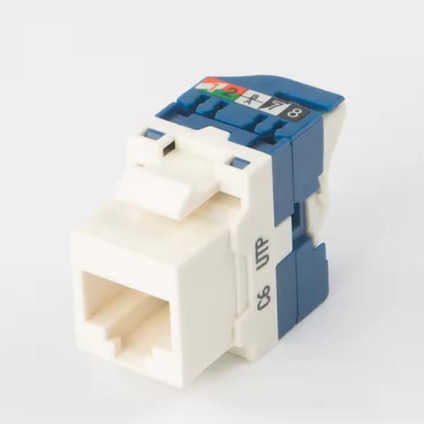 Conector Keystone RJ45 sin herramientas y rotatorio con rotación de 180 grados para cables CAT6 y datos de alta velocidad