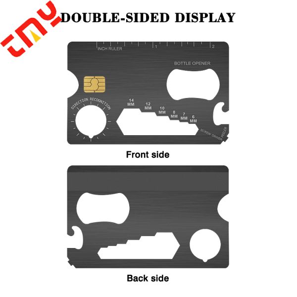 Custom Multifunctional Credit Card Bottle Opener With Emv Chip Slot Brushed Stainless Steel Outdoor Emergency Survival Tools