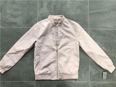 Menswear Zip PU Leather Coat Pink Polyester Nylon Bomber Jacket With Rib Detail TW69113