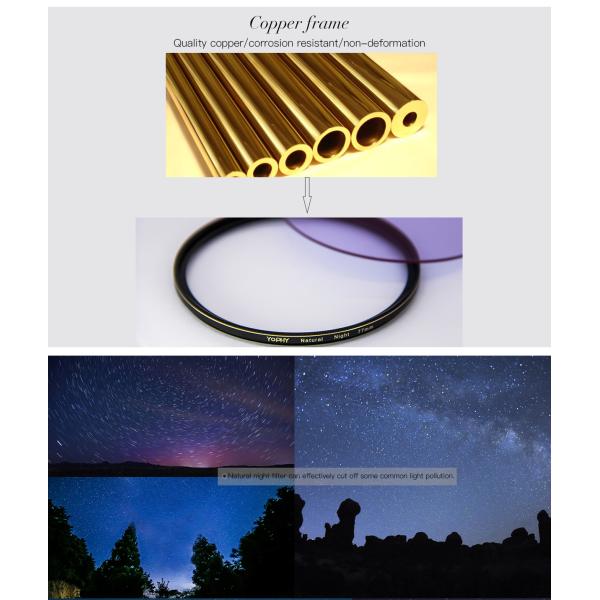 Photography Night Scenery Camera Lens Filter , 77mm Black Copper Frame With Golden Line