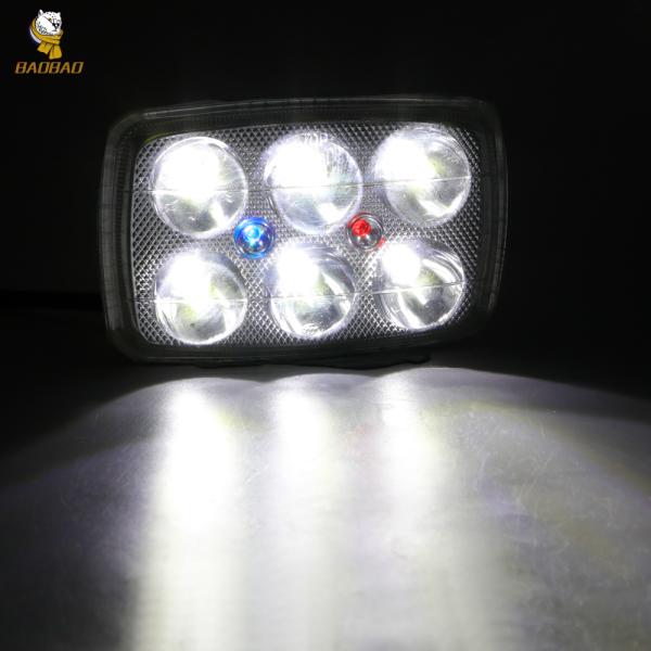 6 Beam 12V 4 Lines LED Automotive Work Light Silver Casing Glass Headlight