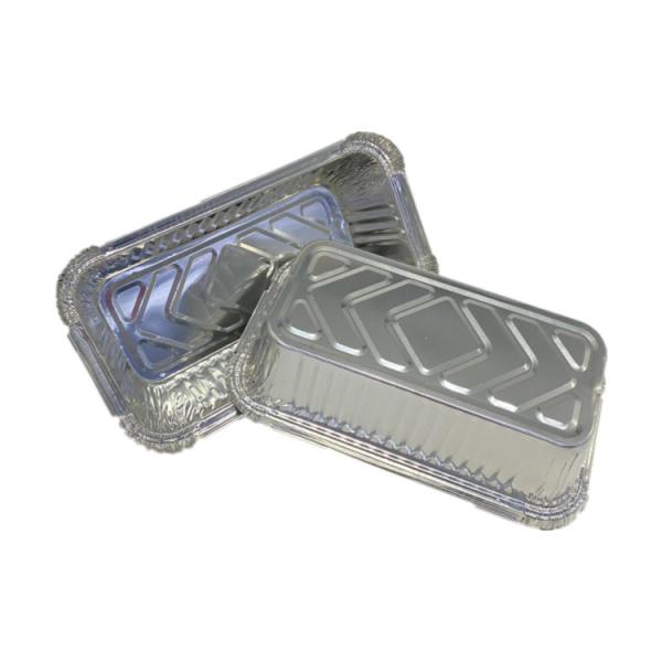 Rectangle 21.98Oz Silver Foil Container With Cover Corrosion Resistance