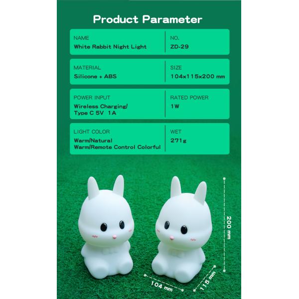 Controle de toque Custom Casa Decorativa Luz luminosa Coelhos Lâmpada Animal Luz noturna LED