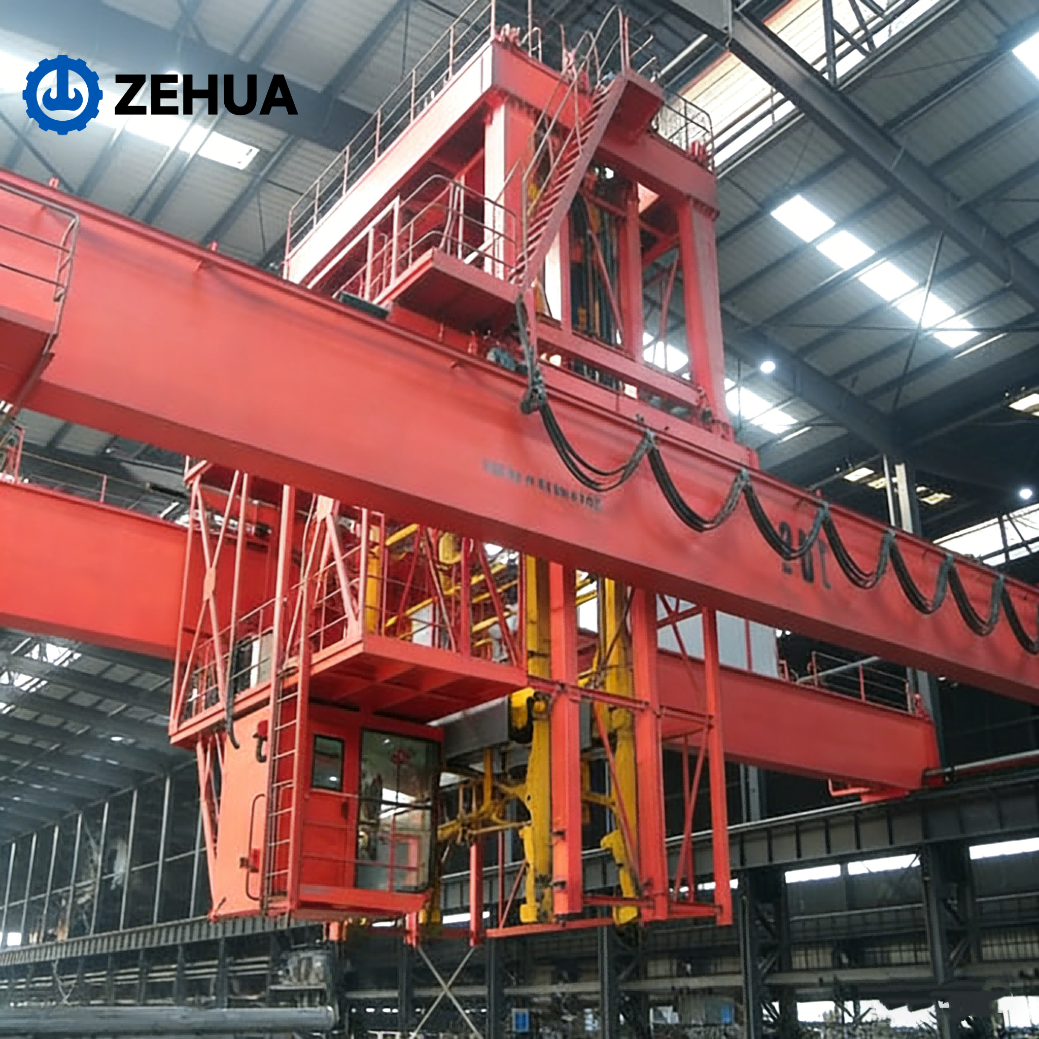 Zehua Heavy Duty Anode Carbon Block Stacking Overhead Crane with Motor Engine PLC & Gear Customized for Carbon Plant & Potroom