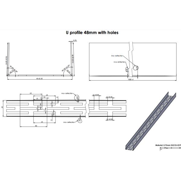 Metal U profile with holes rolling machine