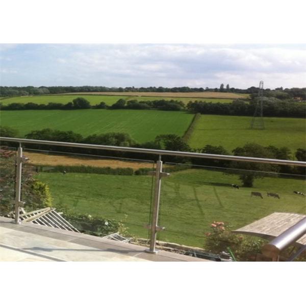 Side Mount Glass Balustrade Stainless Steel Handrails , Steel And Glass Stair Railing
