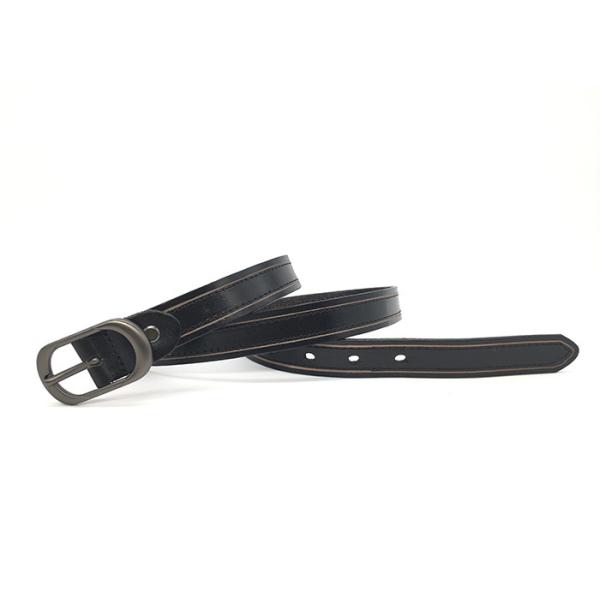Solid Pin Buckle Female Fashion Leather Belts / Skinny Dress Belts