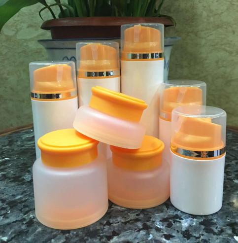 30g Cream PP Frosted Jar Orange Eco Friendly Plastic Cosmetic Jars