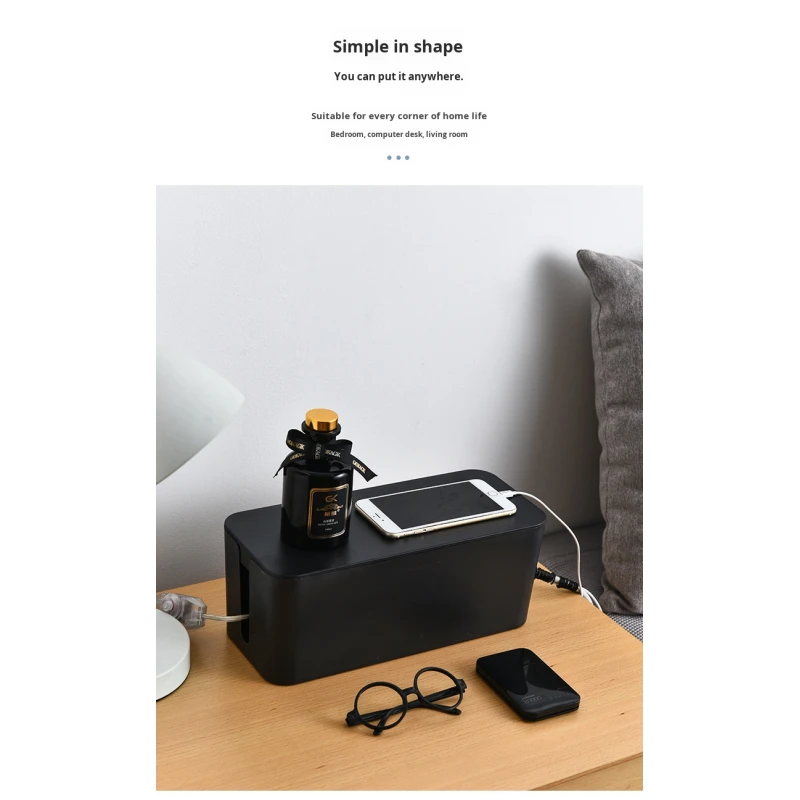 Modern PS Plastic Cable Management Box Large Desktop Organizer for Home Office Power Strip & Wire Storage