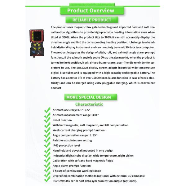 Измерение 360° в -20C- 80C UNIVO UBSDC-232Y высокоточный 3D магнитный северный искатель