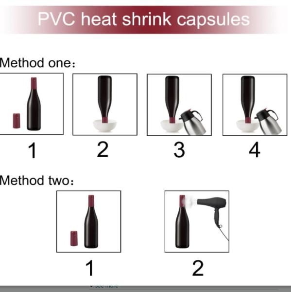 Embalagem de enxaguante de garrafas de vinho personalizadas sem derramamento com cápsulas de enxaguante de calor de PVC